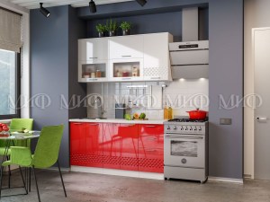 Модульная кухня МДФ Волна Красный металлик (Миф)